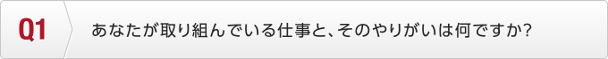 あなたが取り組んでいる仕事と、そのやりがいは何ですか？